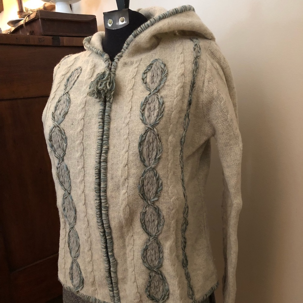 Free People wool hooded Cable knit sweater
